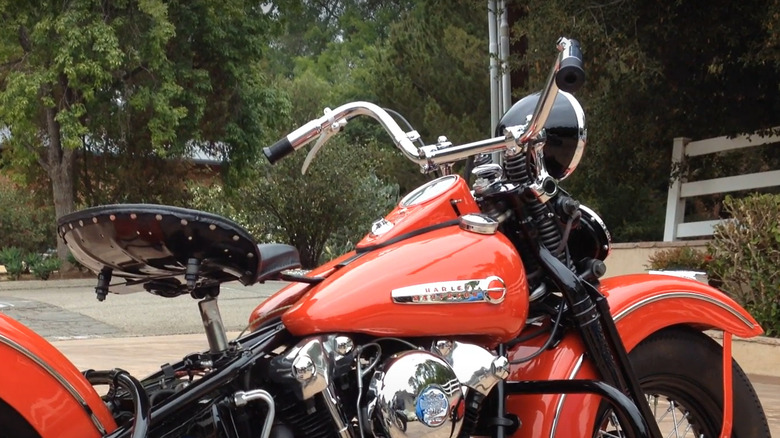 Close-up of a 1947 Knucklehead Harley-Davidson