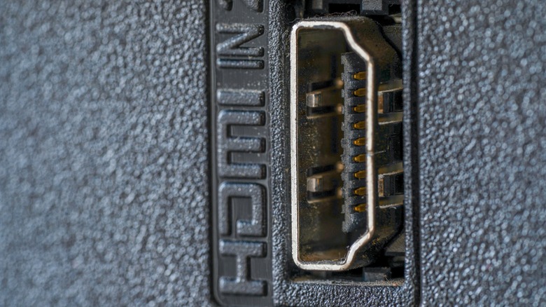 Close-up shot of an HDMI port