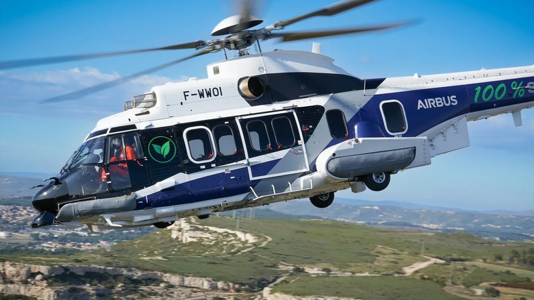 An Airbus H225 in flight