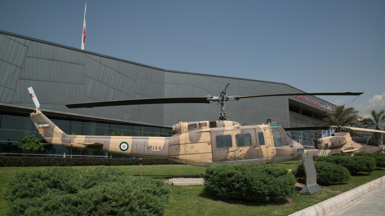 Iranian helicopter outside the Islamic Revolution and Holy Defense Museum, Tehran