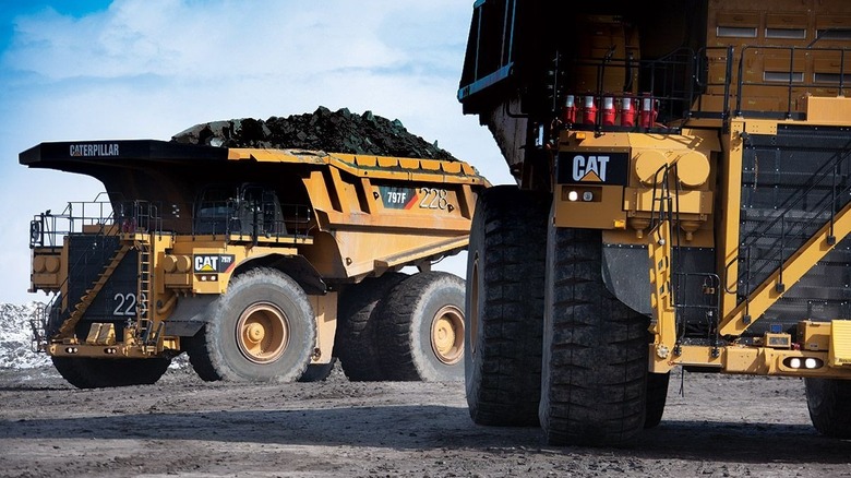 Cat mining trucks working in a mine