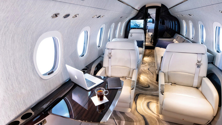 The interior of a Cessna Citation Longitude