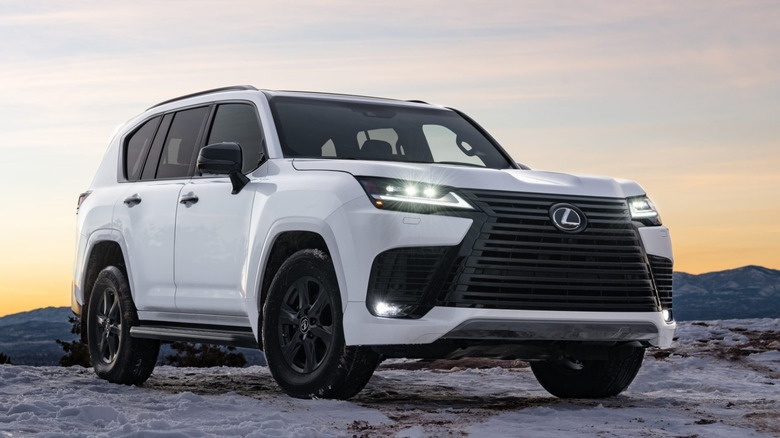 Lexus LX parked in the snow front end view