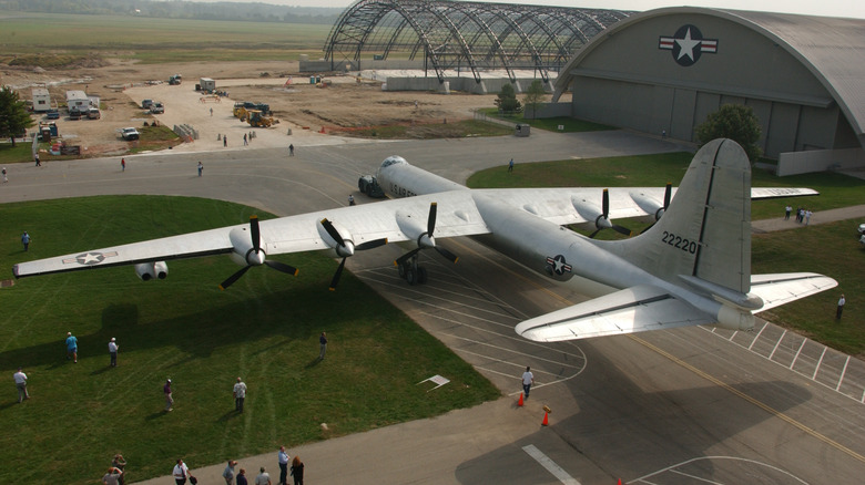 The Convair B-36J Peacemaker aircraft move from building one to building three in October, 2002 at the National Museum of the U.S. Air Force.
