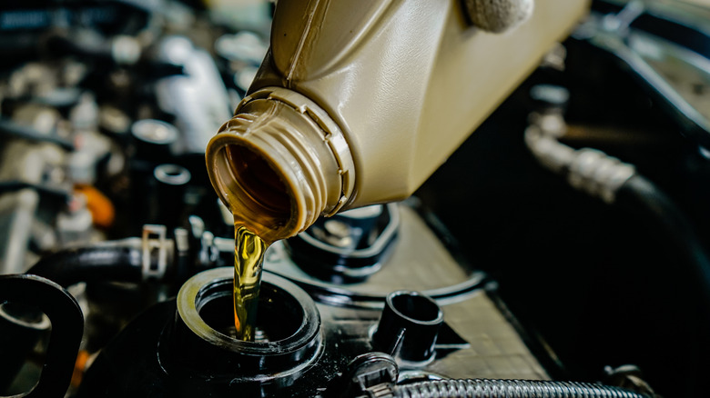 Motor oil being poured