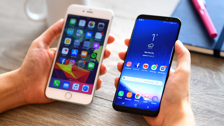 iPhone and Samsung phone side-by-side
