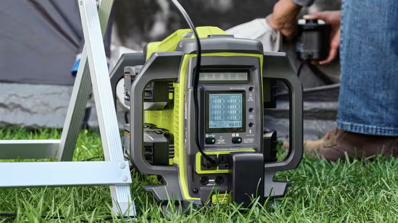 Ryobi inverter being used while camping 