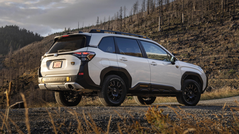 Rear 3/4 view of the 2026 Subaru Forester Wilderness