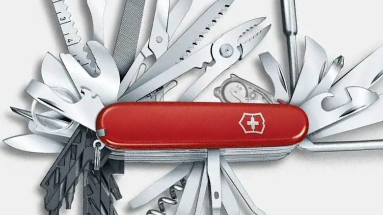 Several SAK implements that can be found on the Wenger Giant