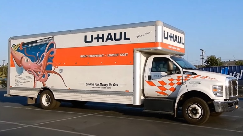 A 26-foot U-Haul moving truck