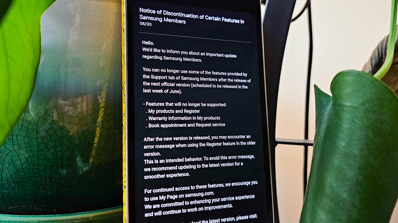 Galaxy S25 Ultra displays notification in Samsung Members