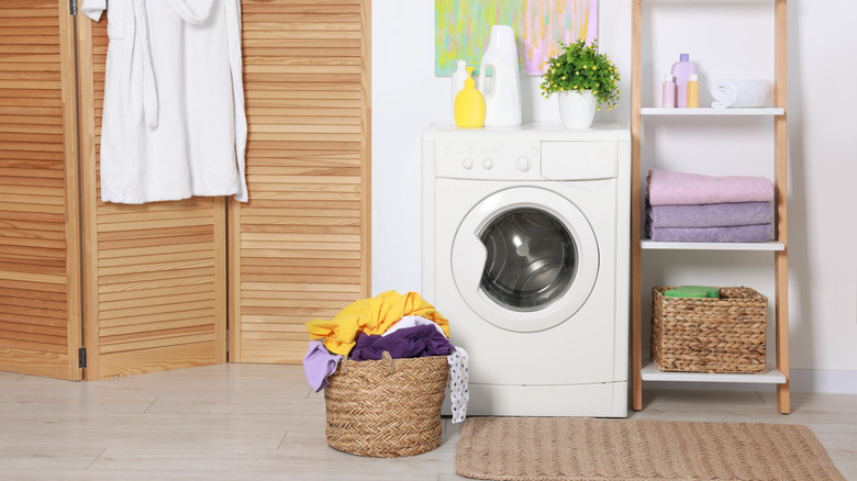 Washing machine in laundry room