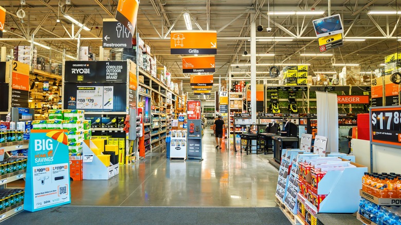 The view from the entrance to a Home Depot store