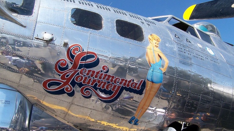 Close-up of the side of a B-17 bomber.