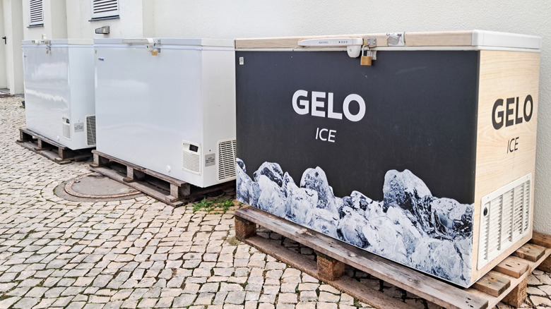Freezer chests on a street corner