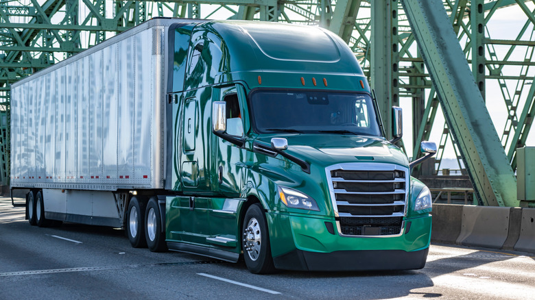 Semi truck driving on highway
