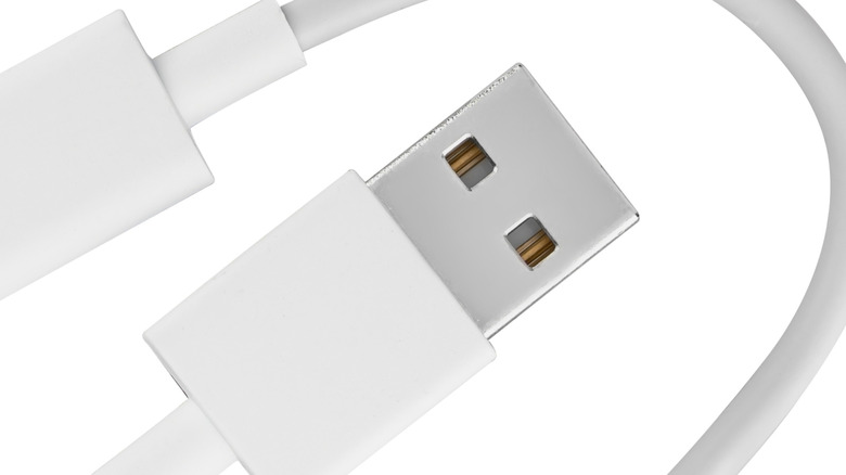 A white USB cable plug.