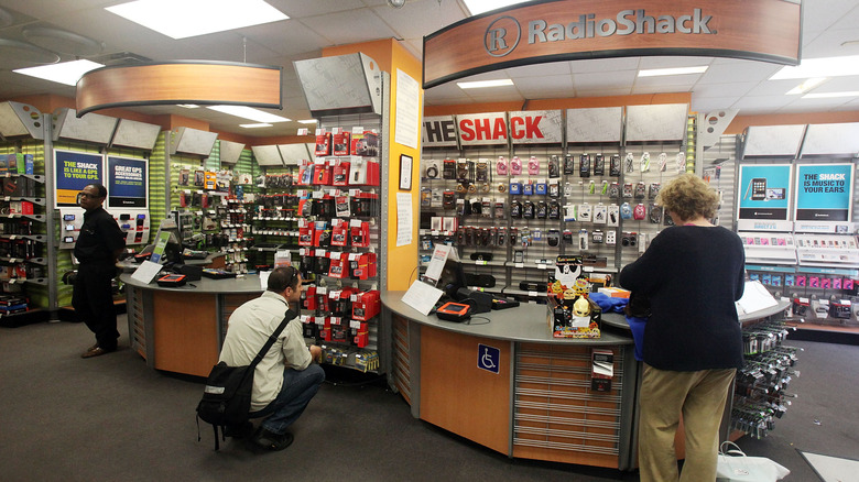 Customers browsing inside a RadioShack store