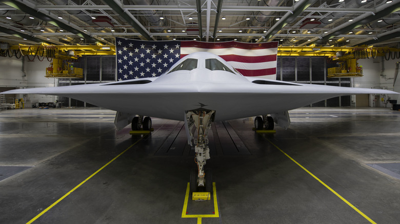 The B-21 Raider in a hanger