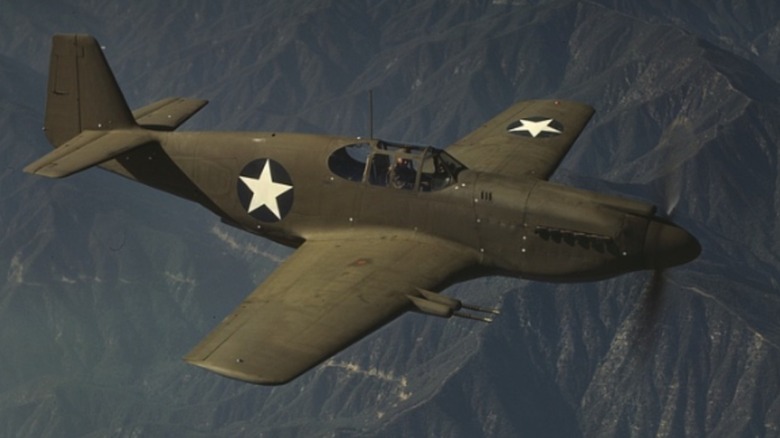 An image of a P-51 "Mustang" fighter in flight taken in October 1942.