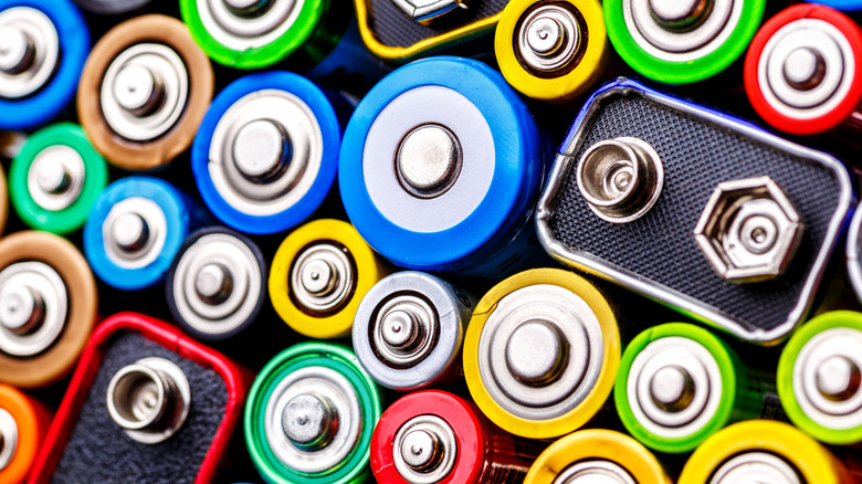 Different battery types packed together.