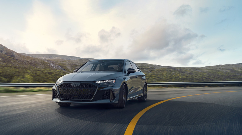 The Audi RS 3 sedan which uses Audi's famed 2.5-liter TFSI five-cylinder engine