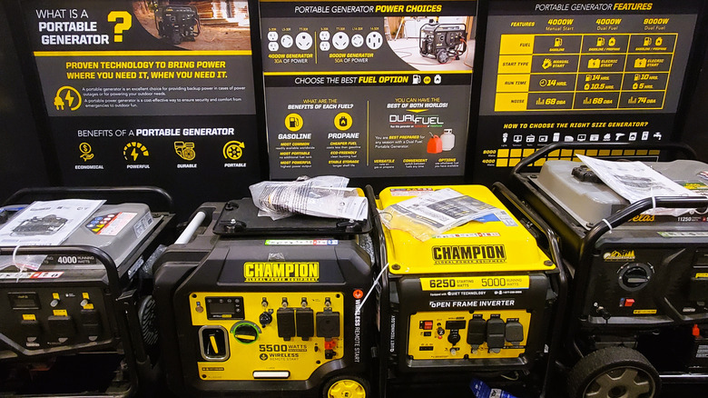 champion power equipment generators on display