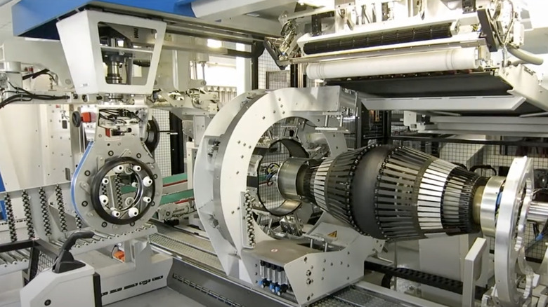 Tire manufacturing machinery in a factory