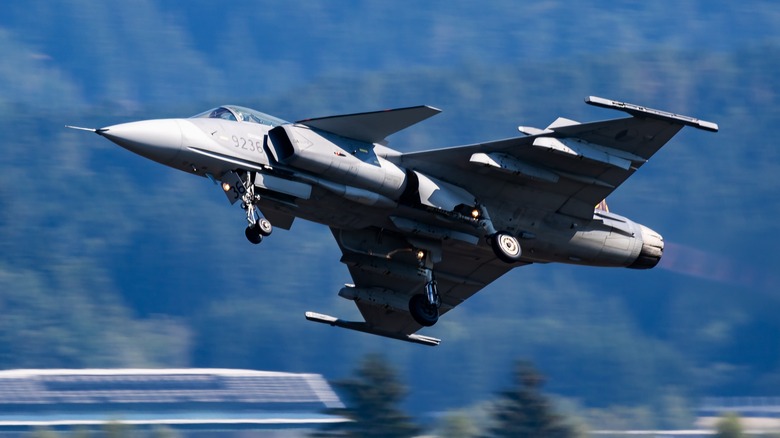 Czech Air Force SAAB JAS 39 Gripen fighter jet plane at air base