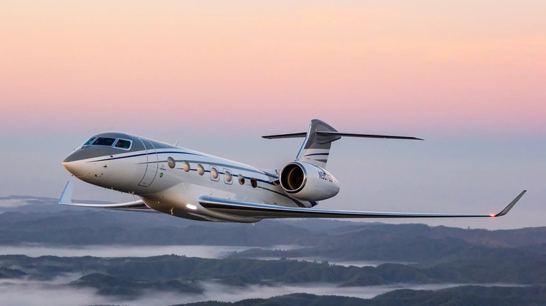 A Gulfstream jet in the air