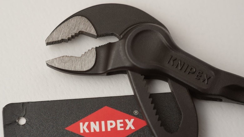 Close-up of a black Knipex Cobra plier