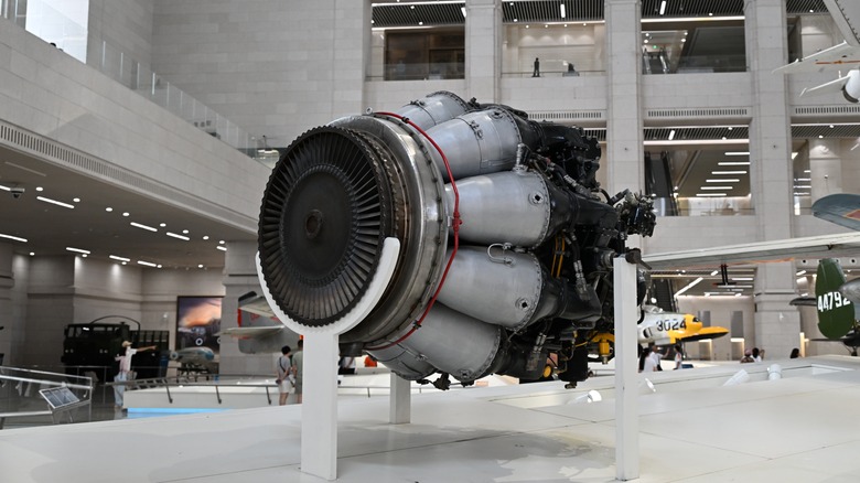 A VK-1 (WP-5) jet engine on display at a museum