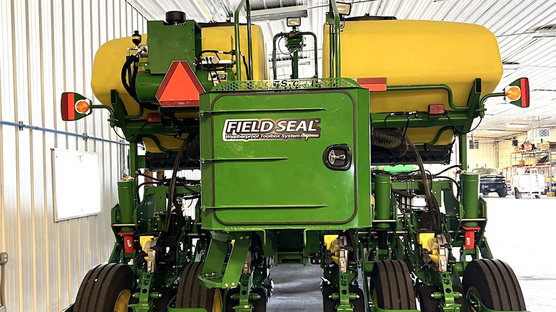 Field Seal Toolbox affixed to an agricultural machine