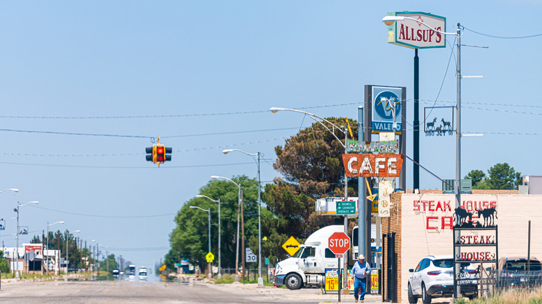 View of Allsup's convenience store and gas station in Tatum, New Mexico