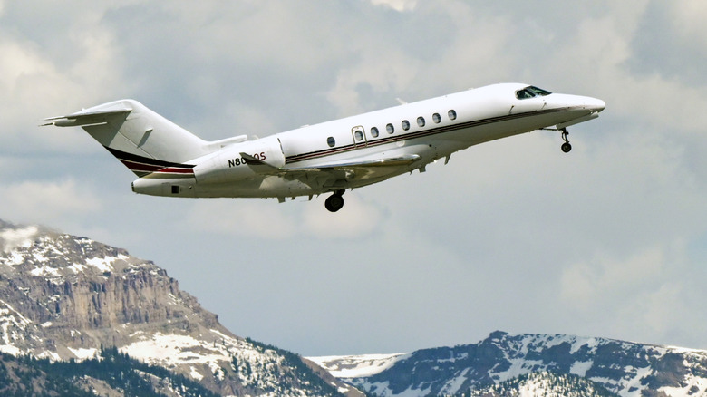 Cessna Citation jet taking off in Wyoming