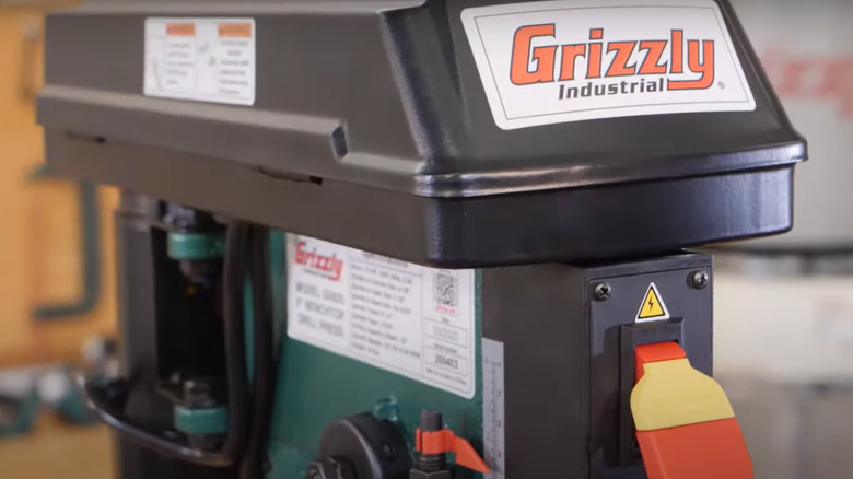 Grizzly 8 inch Benchtop Drill Press showing the Grizzly Industrial logo