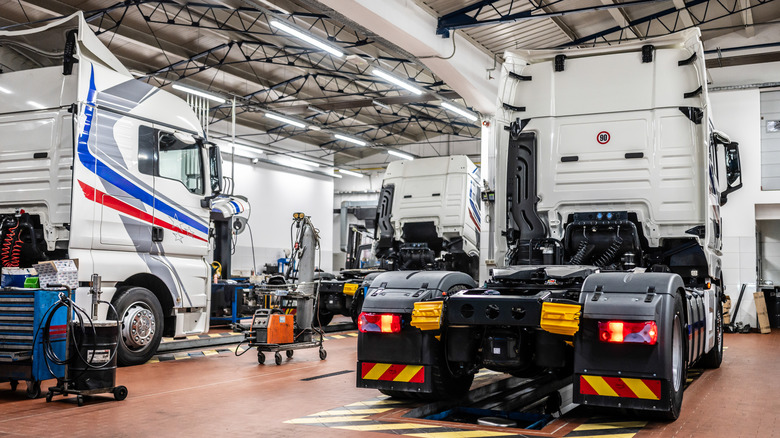 Interior of truck truck repair shop