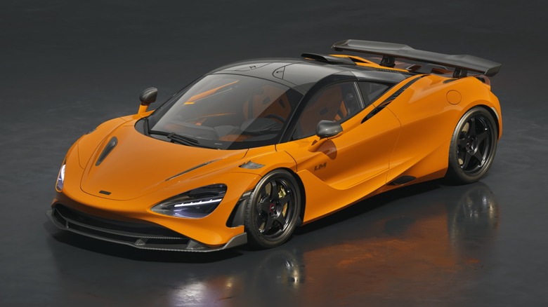 Front 3/4 view of the McLaren 750S LeMans in orange