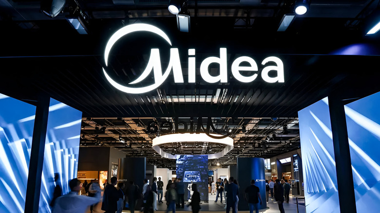 Midea's logo at an exhibition in Germany