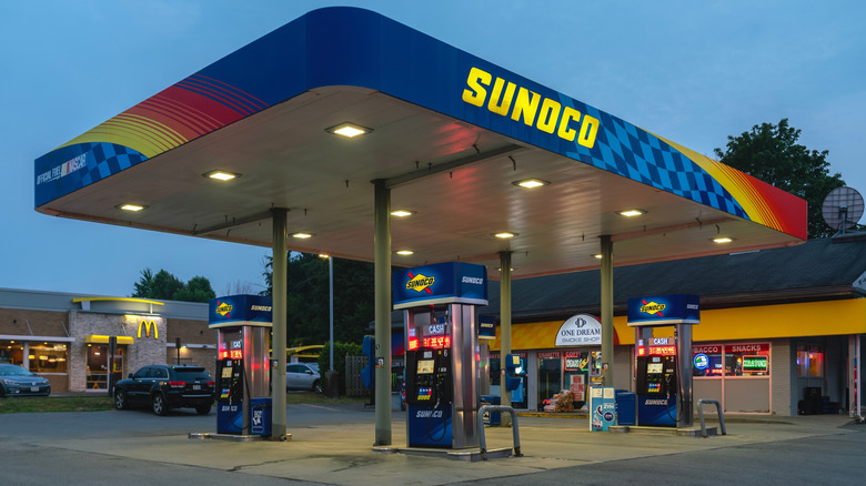 sunoco gas station in evening