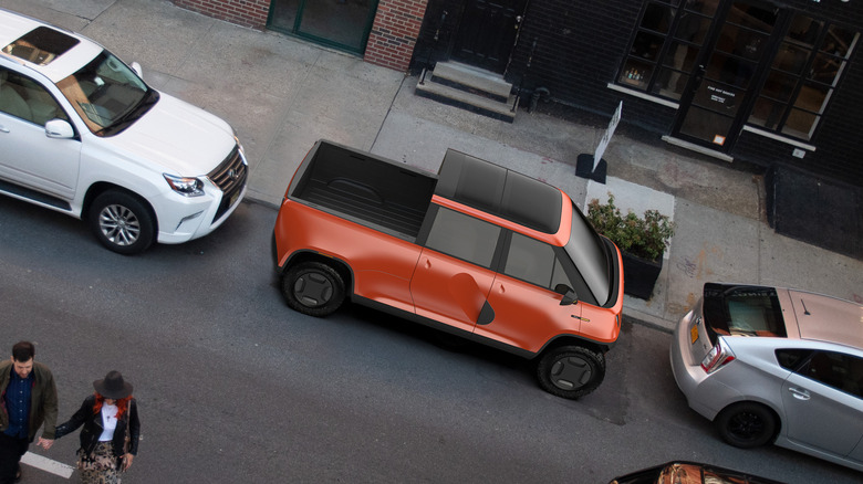 TELO truck rendered in the street