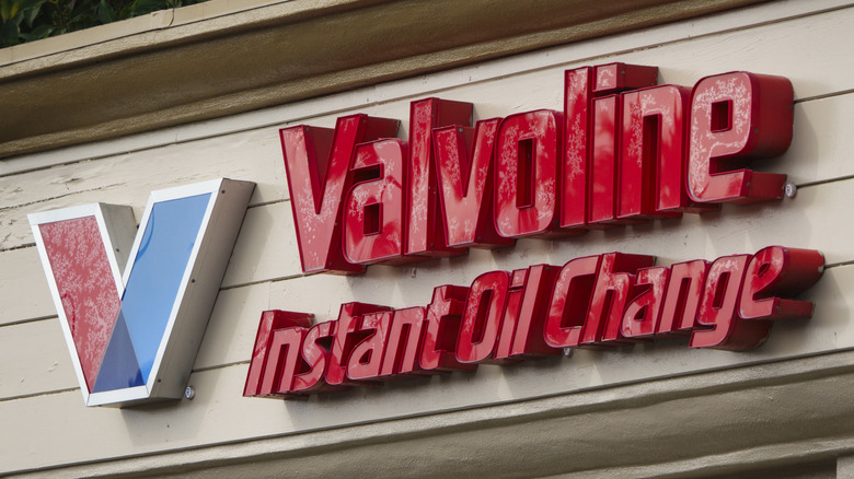 Close shot of Valvoline Instant Oil Change location sign in San Diego, California