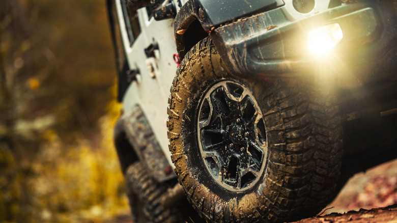 An off-road Jeep sporting off-road tires