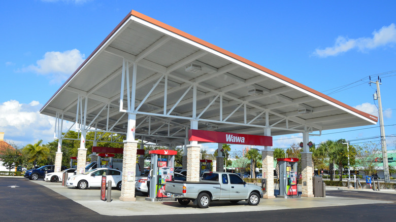 Wawa gas station on sunny day