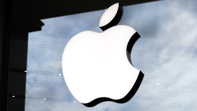 Apple's logo on a window 