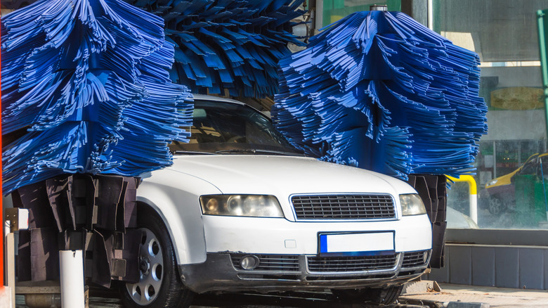 Car going through an automated car wash