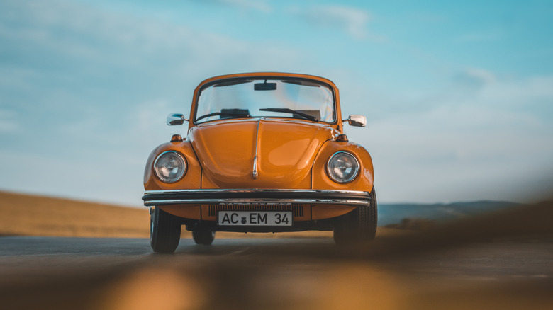 VW Beetle convertible parked