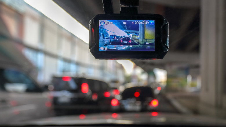 Dash cam recording traffic