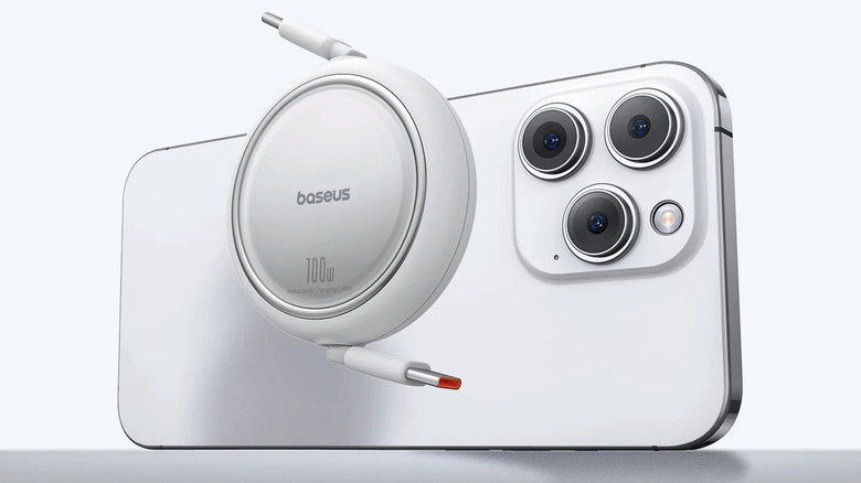 Baseus retractable cable with an iPhone