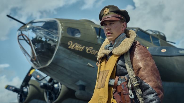 Major Gale "Buck" Cleven standing in front of a B-17 in "Masters of the Air"